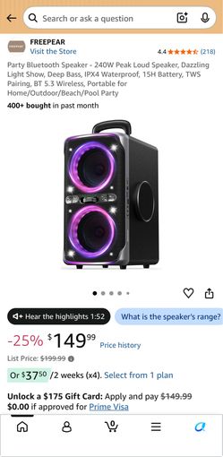 Party Bluetooth Speaker - 240W Peak Loud Speaker, Dazzling Light Show, Deep Bass, IPX4 Waterproof, 15H Battery, TWS Pairing, BT 5.3 Wireless, Portable