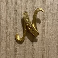 On hold- Vintage Mamselle Gold Tone Brooch Pin Circa 1970s Letter N Initial Brooch