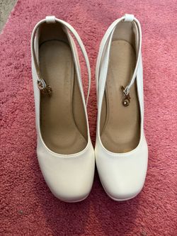 White Platform Pump Heels