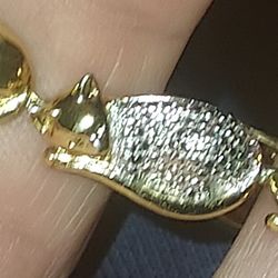 Gold Cat Bracelet with Textured Design