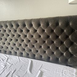 Gray tufted Queen Headboard