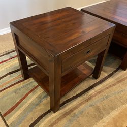 Post and Rail Distressed Wood End Table