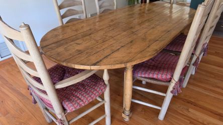 Rustic Wood Dining Table with 6 chairs