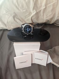 Fossil Q smart watch and a wireless dual charger