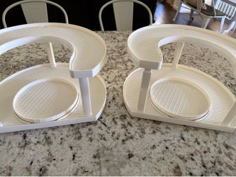 Set of two white plastic spice organizers