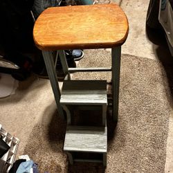 Wood Fold Down Step Stool 