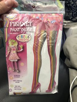 New Circus Sweetie Adult Striped Fishnet Pantyhose!