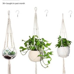 Macrame White Hanging Plant Holder