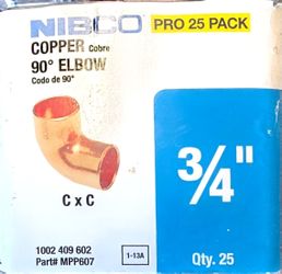 ¾ in 90° copper elbows