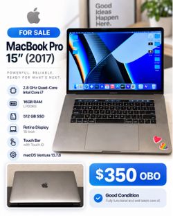 2017 MacBook Pro 15” – i7 / 16GB RAM / 512GB SSD