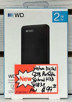 Western Digital 2TB Portable External HDD USB 3.0 New
