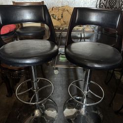 Black Adjustable Bar Stool - Set Of 2 