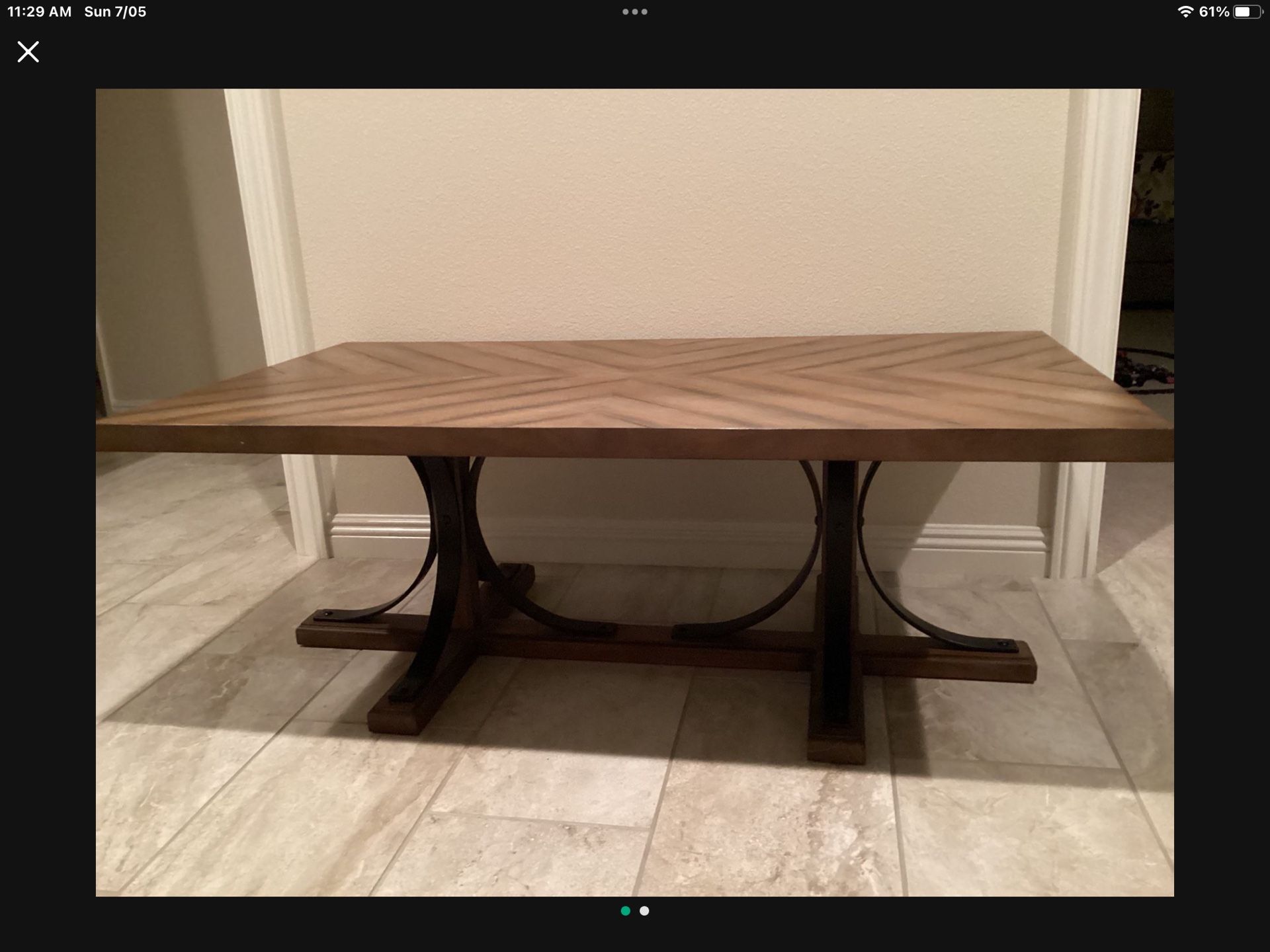 Iron Trestle Coffee Table By Magnolia Home. Large Size 30x54x19.5 in. tall.