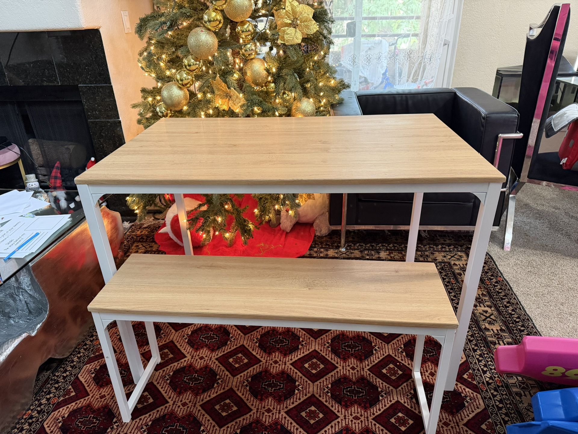 ZINUS 48 Inch Louis Metal Frame Dining Table with Benches, 2Piece Dining Set, Easy Assembly, White