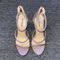 bebe berdine pink glitter heels 