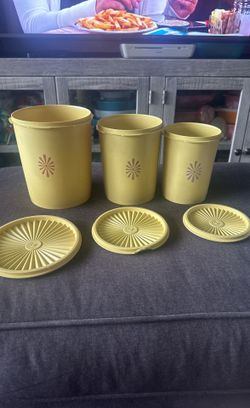 Yellow Tupperware Canister Set