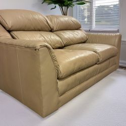 Emerson Collection Loveseat Genuine Top Grain Leather Mid-Century Modern Vintage FREE DELIVERY No