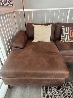 Brown Faux Leather Sectional