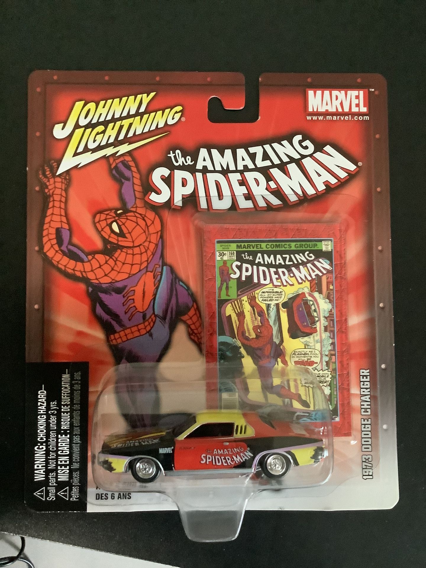 Rare! Marvel The Amazing Spider-Man Johnny Lightning 1973 Dodge Charger Vehicle 2004