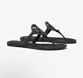 brand new tory burch black rhinestone sandals size 6.5