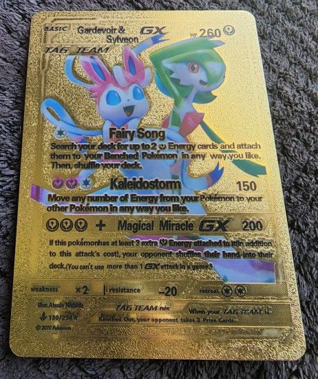 Tag Team Gardevoir & Sylveon GX Pokemon Gold Foil Card