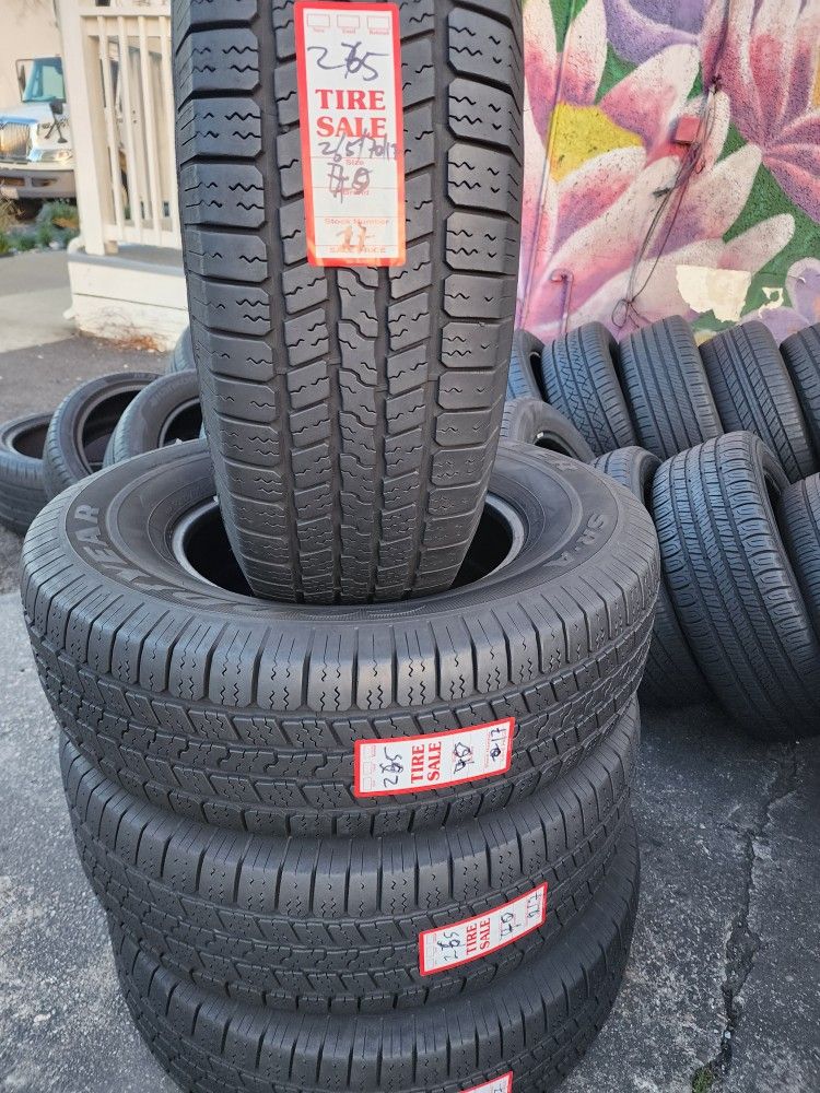 265/70/17 GOOD YEAR WRANGLER TIRES QTY4 FAIRLY USED LIKE NEW WITH INSTAULLATION AND BALANCE