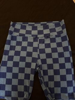 Blue Checkered Biker Shorts
