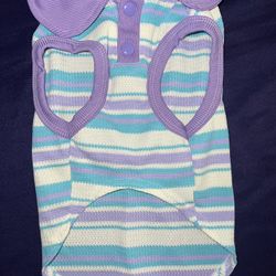 Striped Polyester Dog/Cat Shirt T-Shirt Purple Blue White Medium Pet Clothing