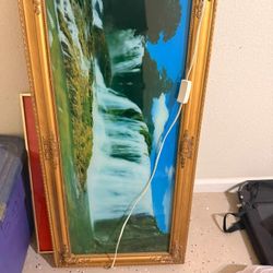 Vintage Framed Light Up Motion Waterfall Picture Art With Water

Sound
