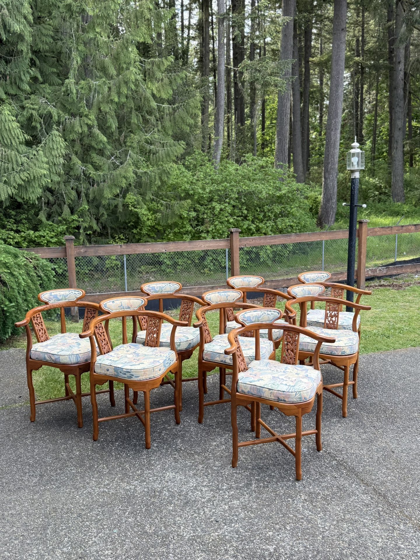 Vintage ANTIQUE CHINESE CORNER CHAIR Set Of 8