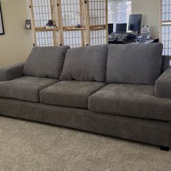 Bonaterra Charcoal Grey Fabric 97" Queen Memory Foam