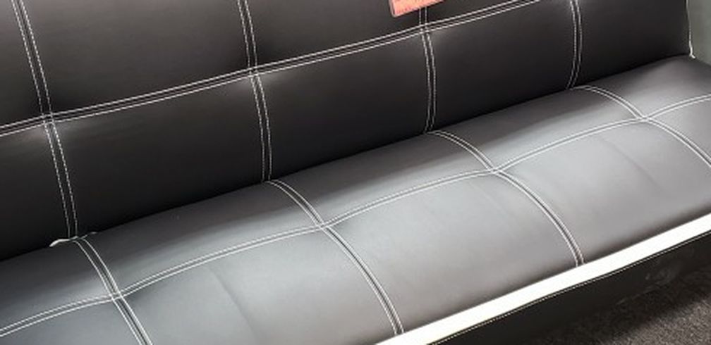 Black & White Faux Leather Sofa Bed