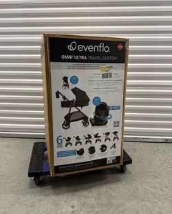Evenflo Omni Ultra Travel System with Revolve 180  LiteMax  NXT  Rotating Infant Car Seat - Caviar Black