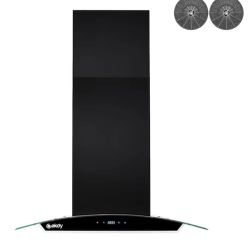 AKDY Convertible Black Island Range Hood With Charcoal Filter