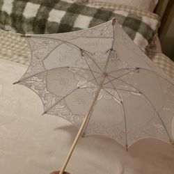 Brand New Doll's Parasol - Small White Lace