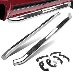 LA Zona Auto Parts 2019 to 2025 Chevy Silverado GM Sierra Crew Cab Nerf Bars Chrome Estribos Cromados Side Step 3 inch