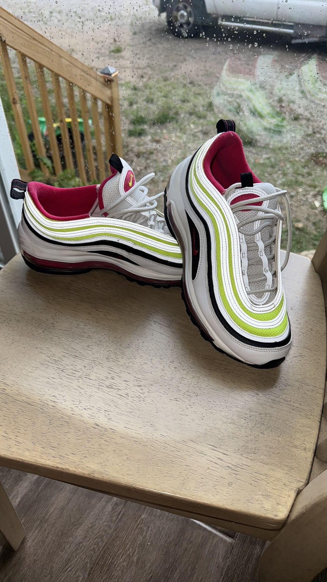 Nike Air Max 97 White and Neon Sneakers