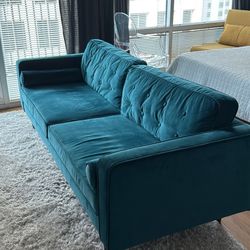 Sofa Teal Performance Velvet 
