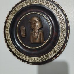 VINTAGE EGYPTIAN COPPER - WOOD WALL ART - PLATE 9" - G66