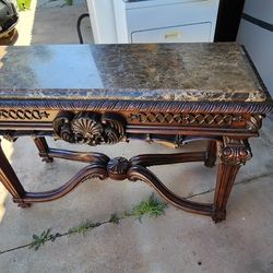 Entry Table Granite Wood Large Victorian L53 W22 H35.5