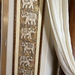 Elephant Wall Hanging Rattan Frame