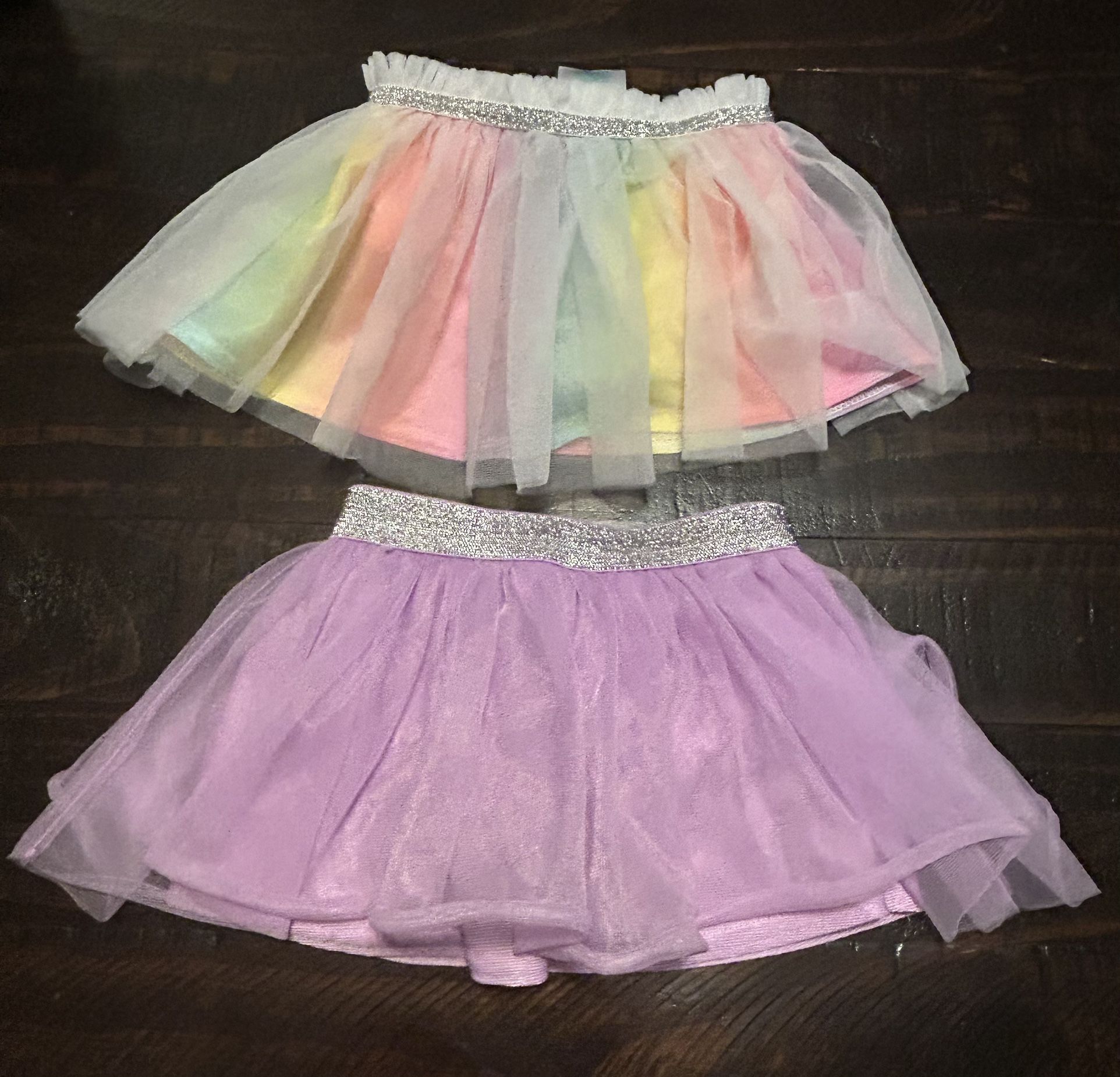 Garanimals Tulle Tutu 6/9 Months Lot Of 2 Lavender And Rainbow Girls Skirt