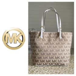 Michael Kors Brown Monogram Jet Set Jaquard Tote