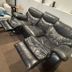 Black Reclining Couch - 3 Seater