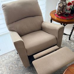 For Sale: Pair of Matching Beige Fabric Recliner Chairs - Excellent Condition!