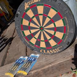 Vintage Style Dartboard W Darts Bristle Dart Board Bar Game 