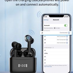 Wireless Earbuds True Wireless in-Ear Headphones Noise Cancelling Earbuds IPX6 Waterproof Stereo Earphones with Microphone 36H Battery for Music/Sport
