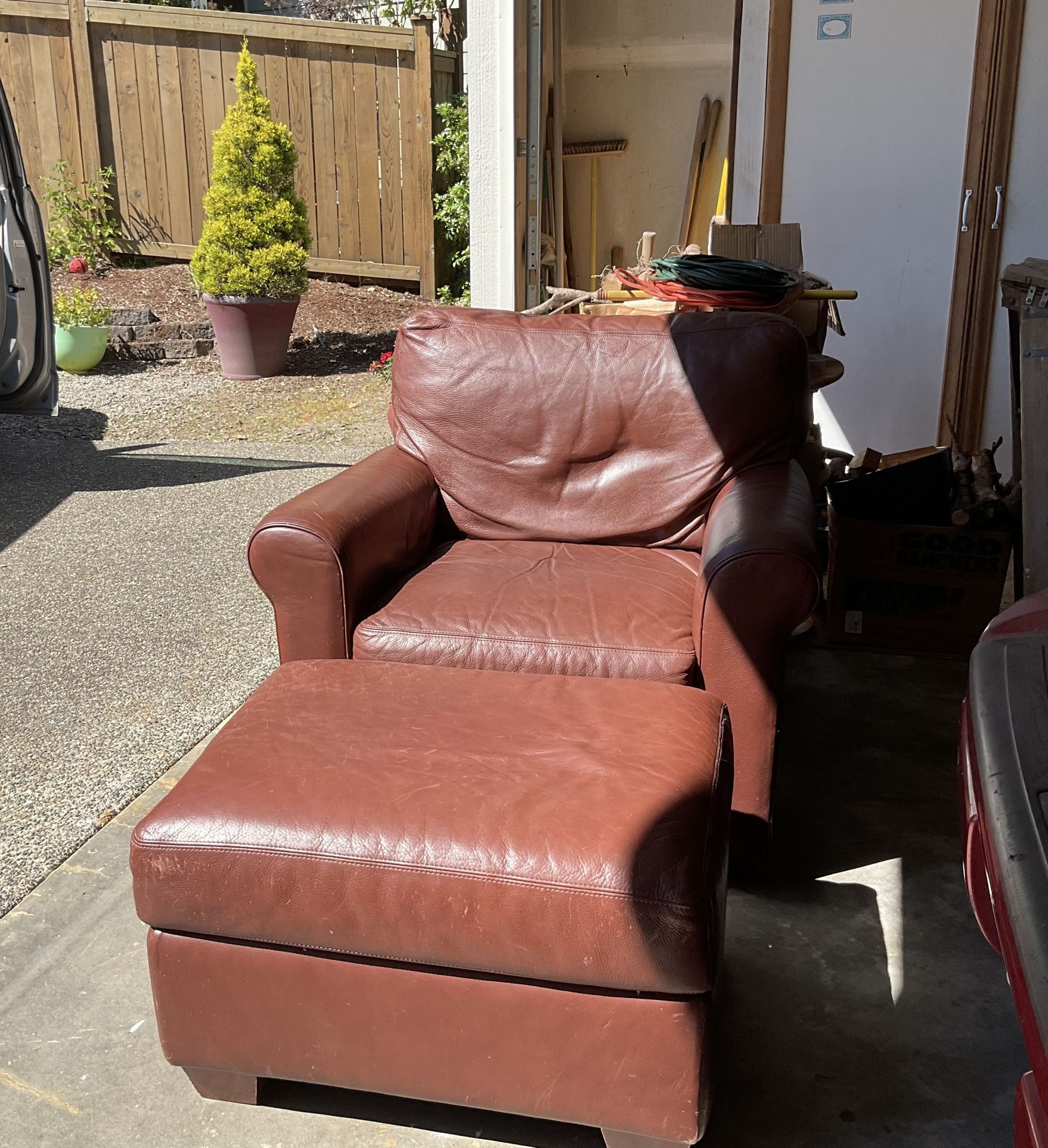 Leather chair and Ottoman