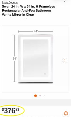 Swan 24 in. W x 34 in. H Frameless Rectangular Anti-Fog Bathroom Vanity Mirror in Clear