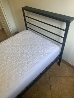 Black Metal Twin Bed Frame with Mattress
